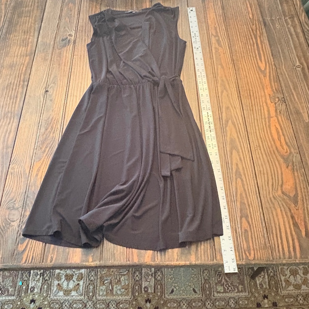 Tahari Crossover Faux Wrap Tie Vneck Dress Made USA